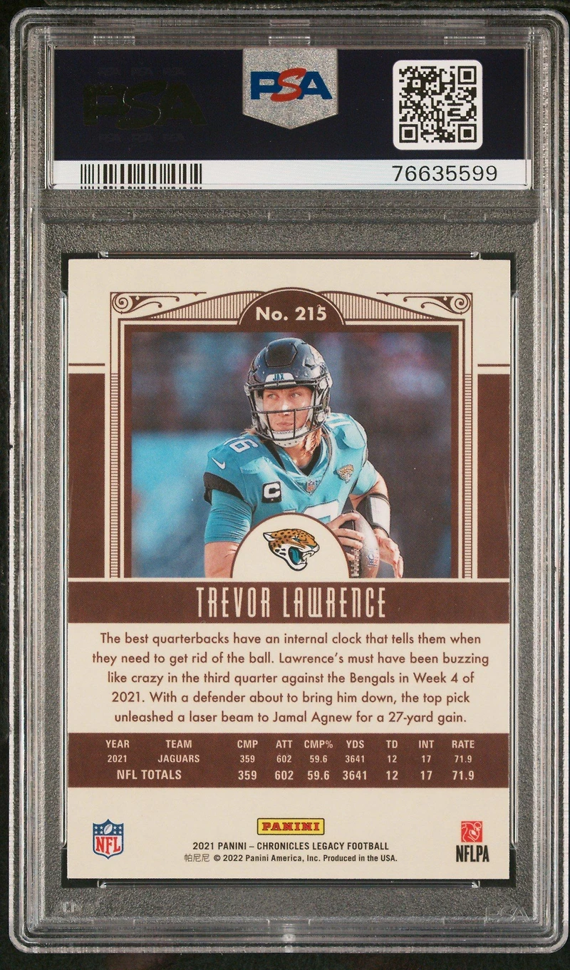 2021 Panini Chronicles Legacy Update Rookies 215 Trevor Lawrence PSA 10