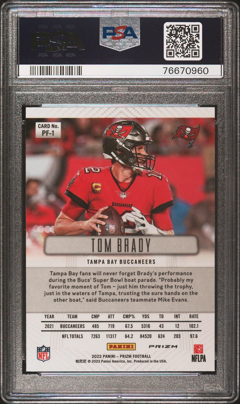2022 Panini Prizm Prizm Flashback Pf1 Tom Brady PSA 9