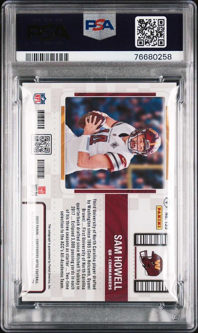 2022 Panini Contenders Optic 133 Sam Howell Variation-autograph PSA 9