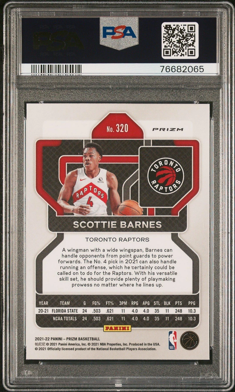 2021 Panini Prizm 320 Scottie Barnes Purple Wave PSA 9