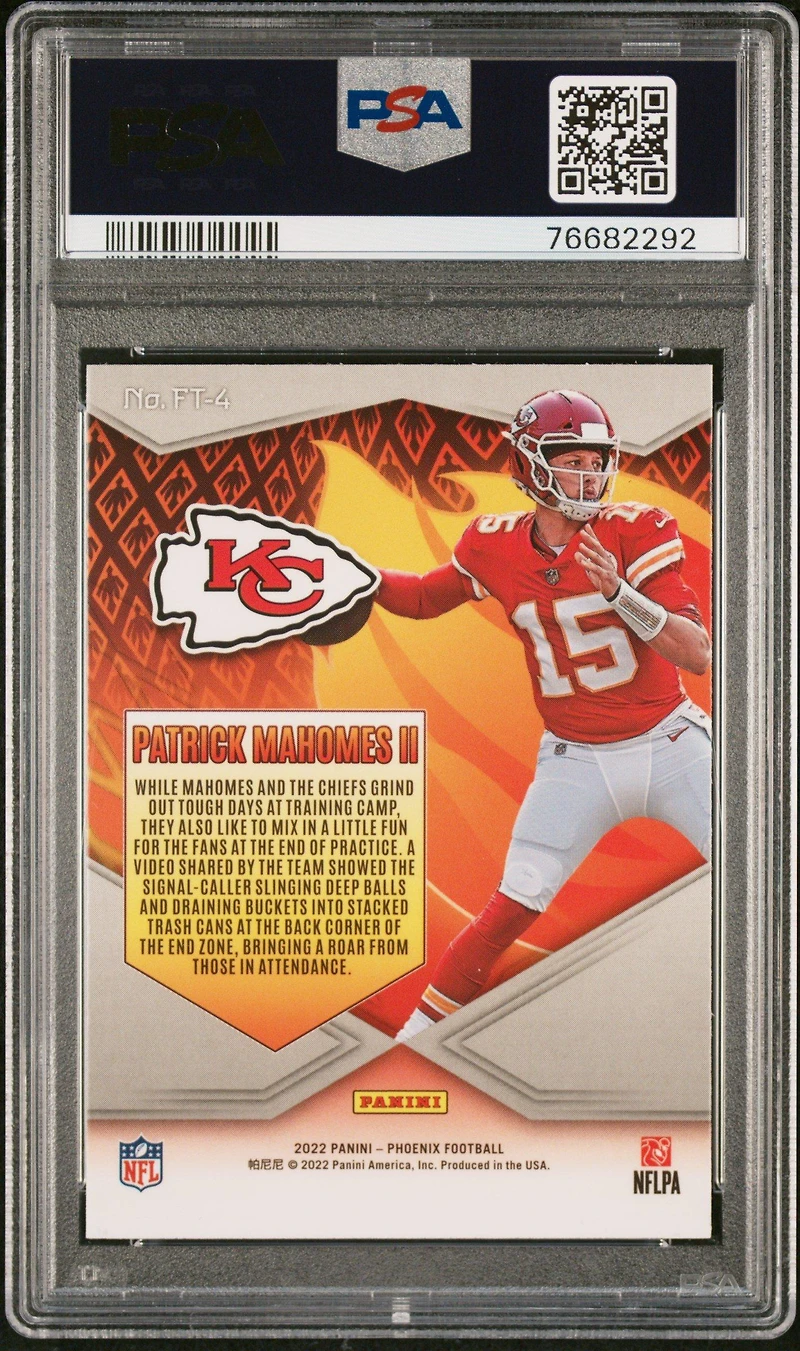 2022 Panini Phoenix Flame Throwers Ft4 Patrick Mahomes Ii PSA 10