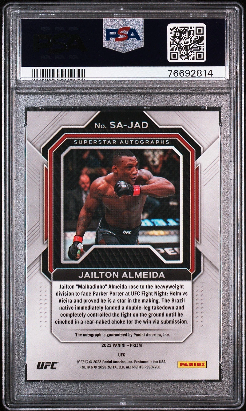 2023 Panini Prizm Ufc Superstar Autographs Sajad Jailton Almeida PSA 9