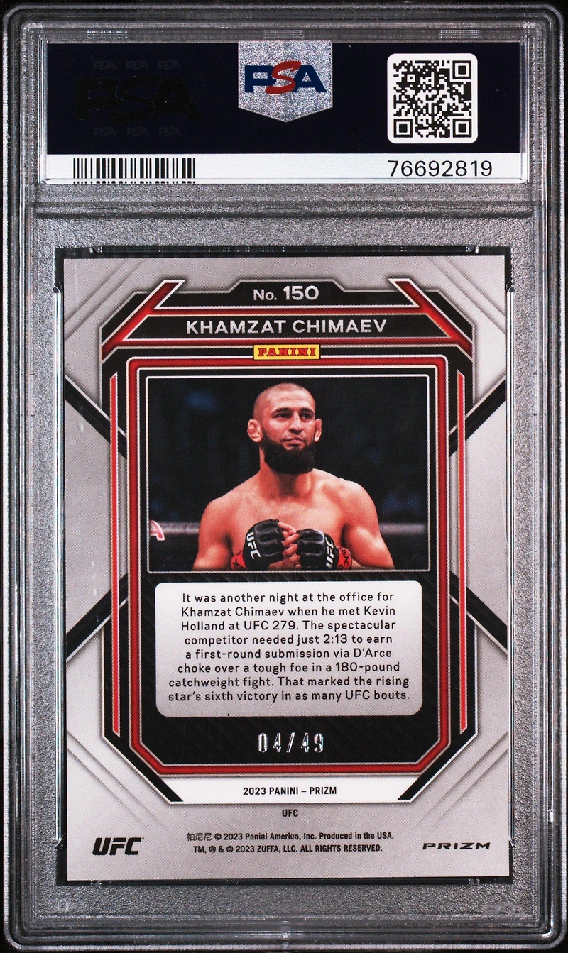 2023 Panini Prizm Ufc 150 Khamzat Chimaev Teal Prizm PSA 9