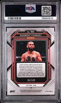2023 Panini Prizm Ufc 150 Khamzat Chimaev Teal Prizm PSA 9