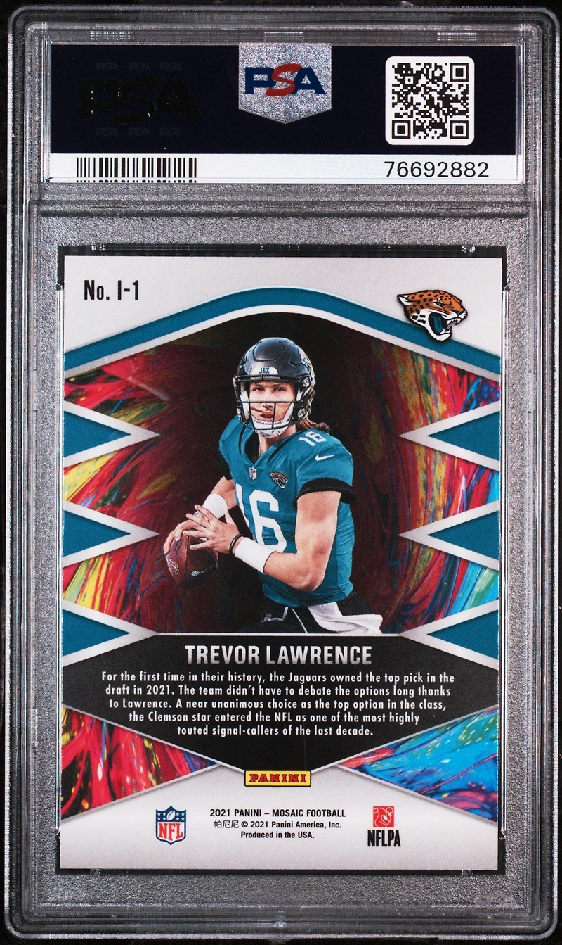 2021 Panini Mosaic Introductions I1 Trevor Lawrence PSA 9