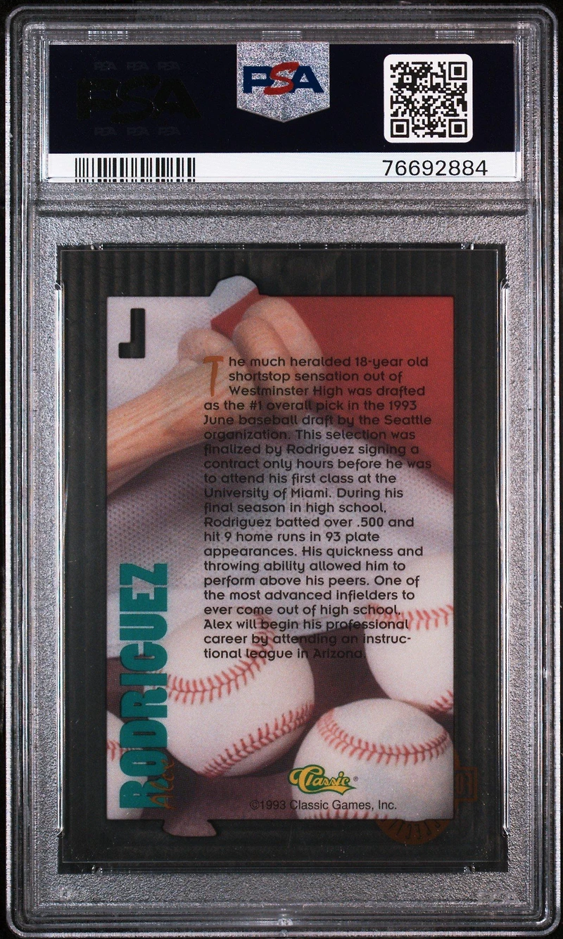 1993 Classic 4 Sport Acetates  Alex Rodriguez PSA 9