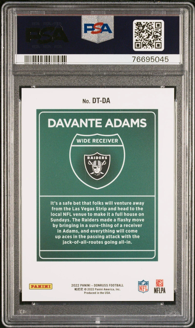 2022 Panini Donruss Downtown Dtda Davante Adams PSA 9