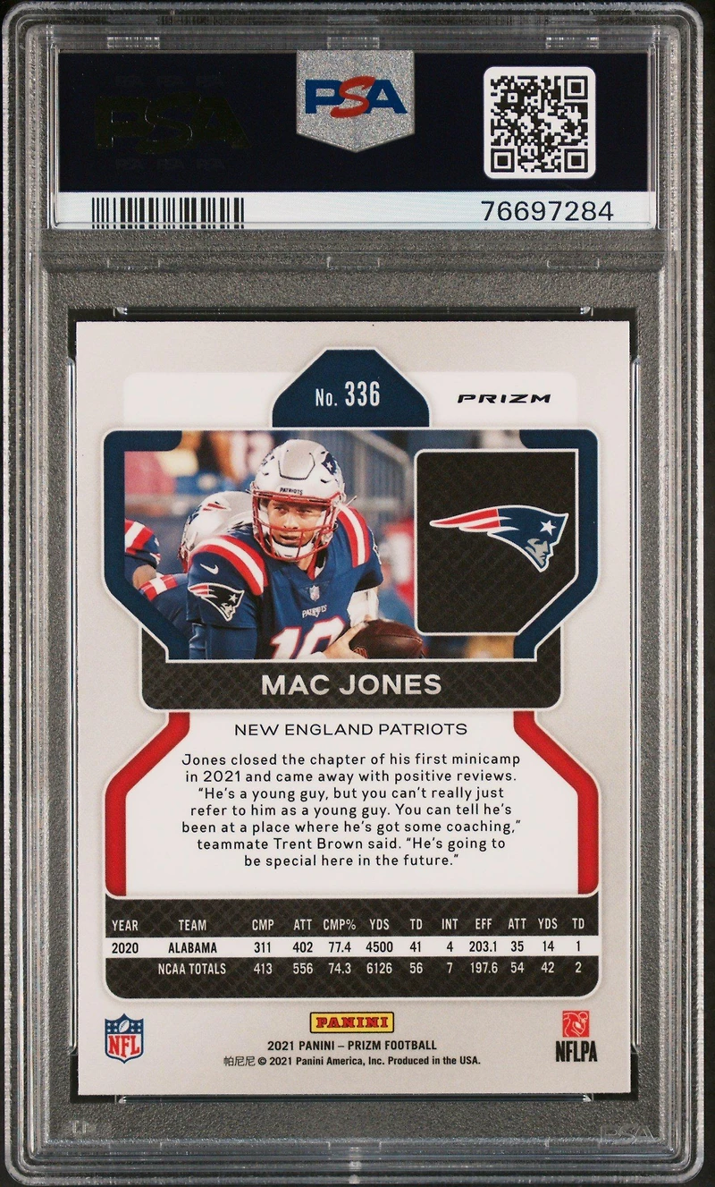 2021 Panini Prizm 336 Mac Jones Silver Prizm PSA 10