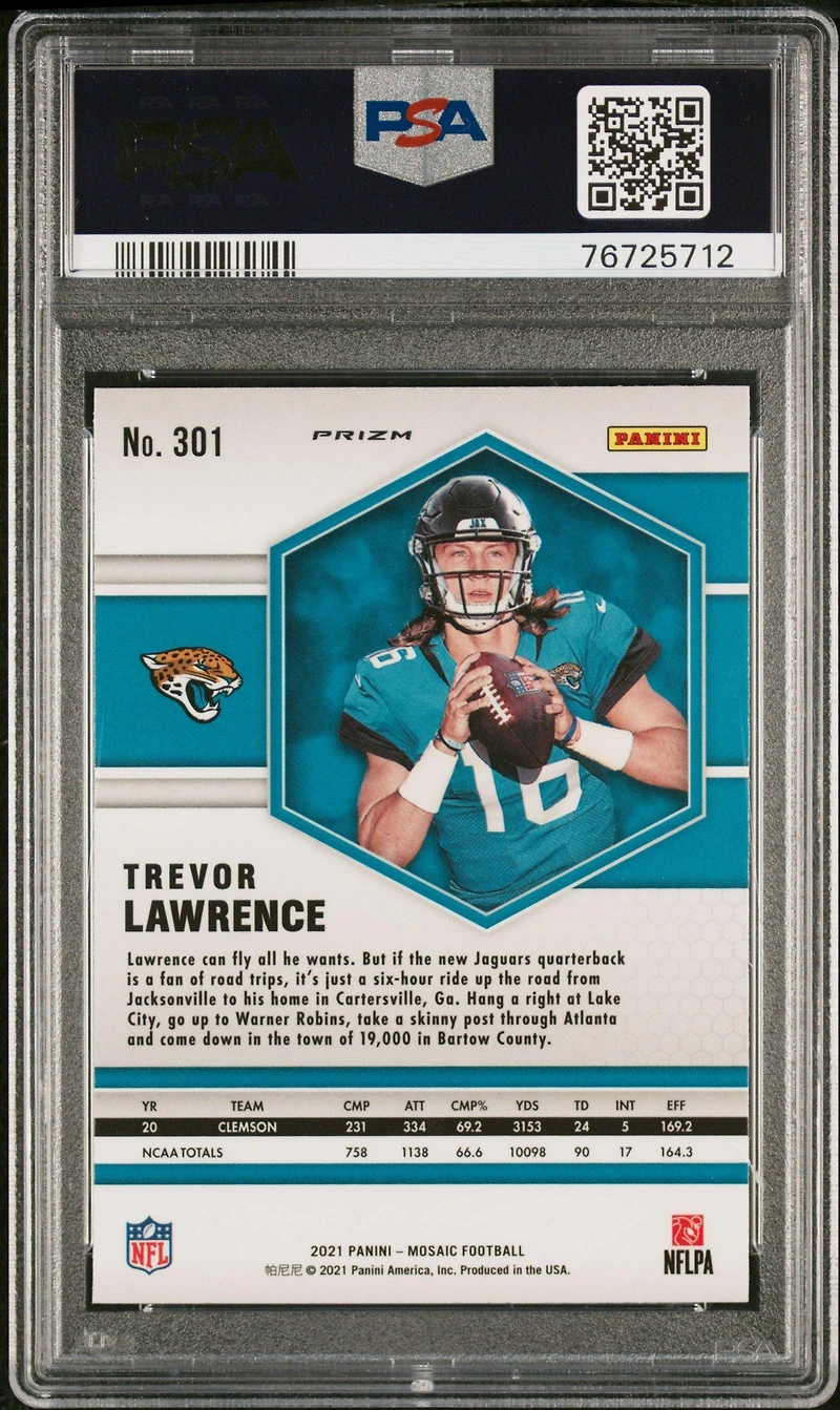 2021 Panini Mosaic 301 Trevor Lawrence Camo Pink PSA