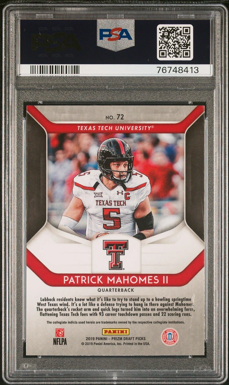2019 Panini Prizm Draft Picks 72 Patrick Mahomes Ii PSA 8