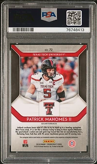2019 Panini Prizm Draft Picks 72 Patrick Mahomes Ii PSA 8