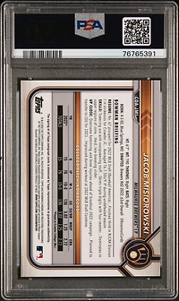2022 Bowman Draft Chrome Draft Pick Autographs Cdajmi Jacob Misiorowski Aqua Lava Refractor PSA 10