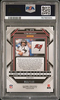 2022 Panini Prizm 273 Tom Brady Red Wave PSA 10