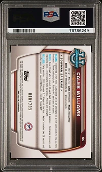 2022 Bowman University Chrome Prospects 50 Caleb Williams Aqua Wave Refractor PSA
