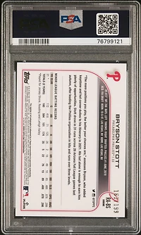 2022 Topps Chrome Rookie Autographs Rabs Bryson Stott Aqua Wave Refractor PSA 9