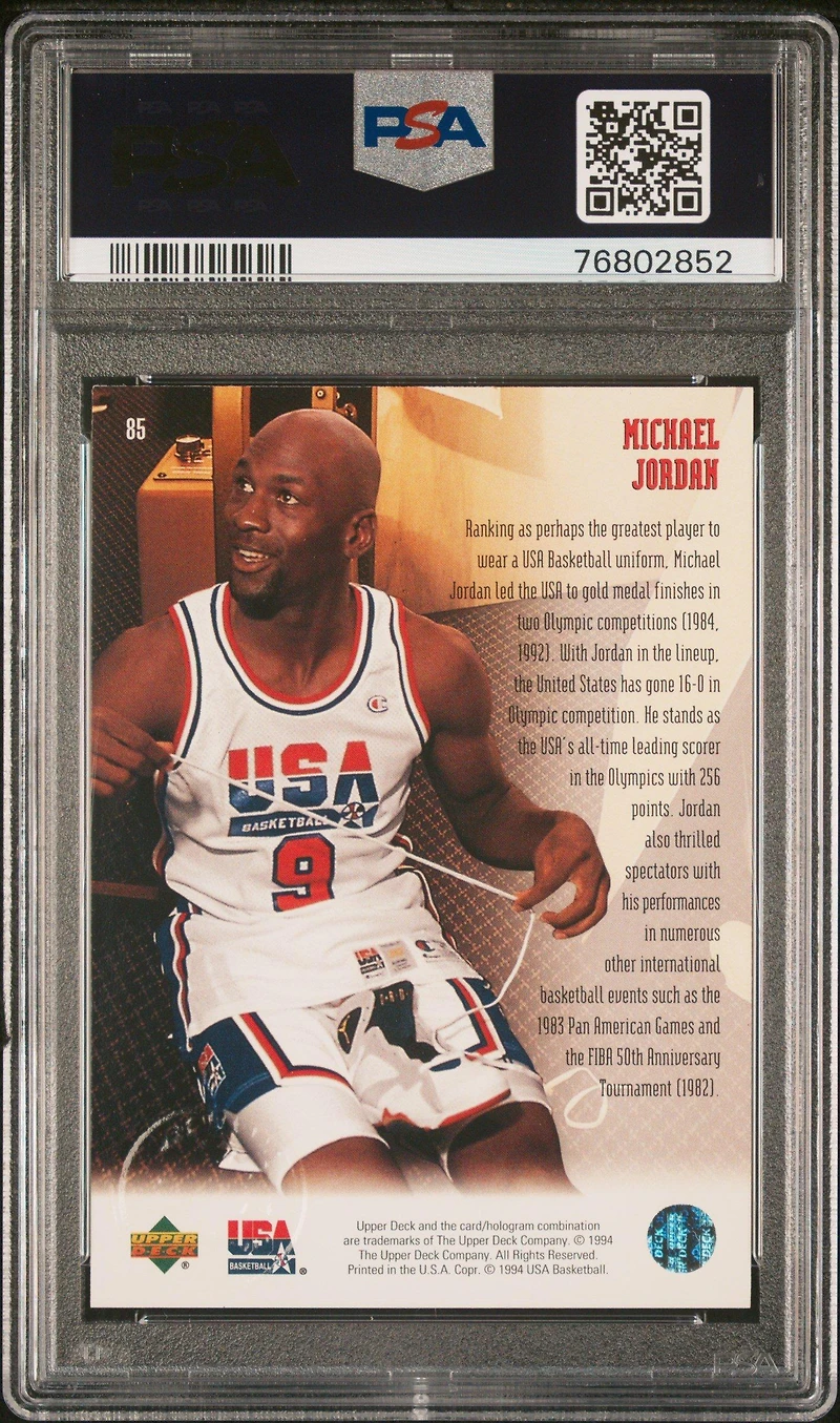 1994 Upper Deck Usa Basketball 85 Michael Jordan Gold Medal PSA 9