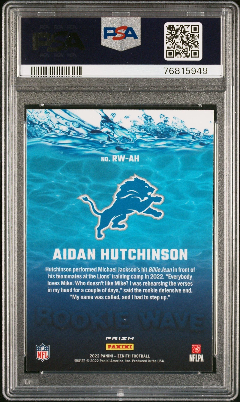 2022 Panini Zenith Rookie Wave Rwah Aidan Hutchinson PSA 10