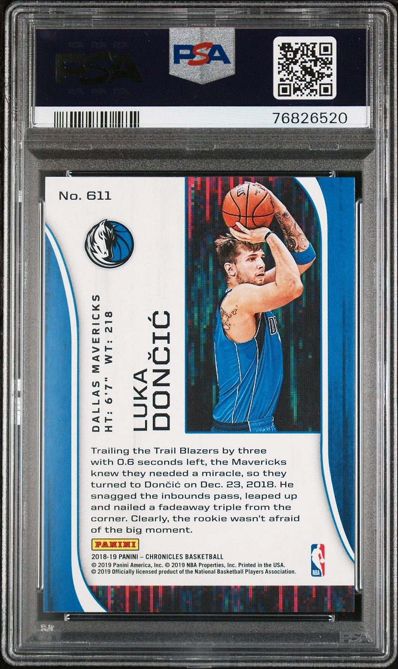 2018 Panini Chronicles 611 Luka Doncic PSA 10