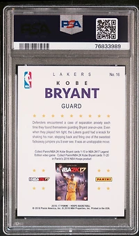 2016 Panini Hoops Kobe 2k17 Hoops 16 Kobe Bryant PSA 10