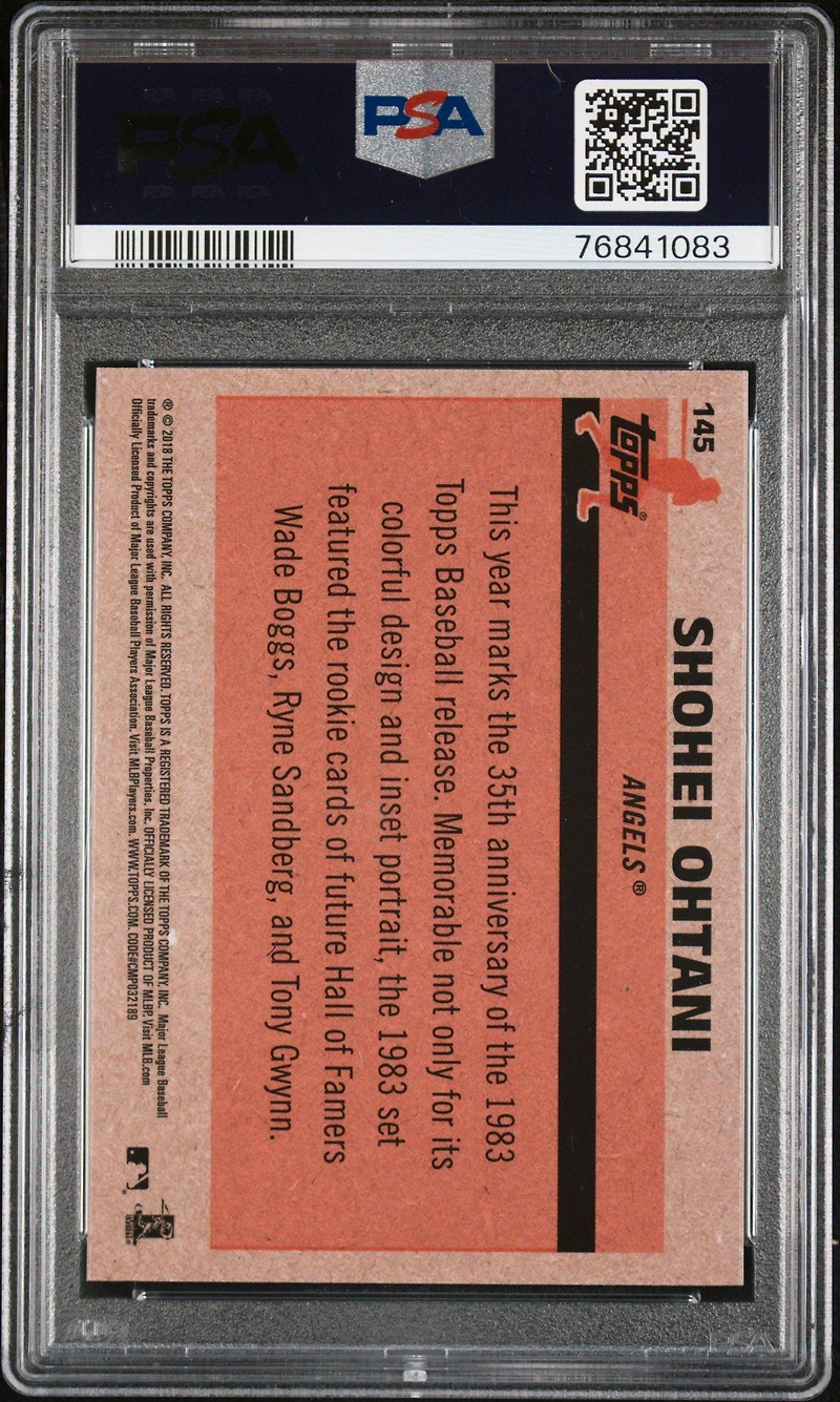 2018 Topps Silver Pack 1983 Chrome Promo 145 Shohei Ohtani PSA 9