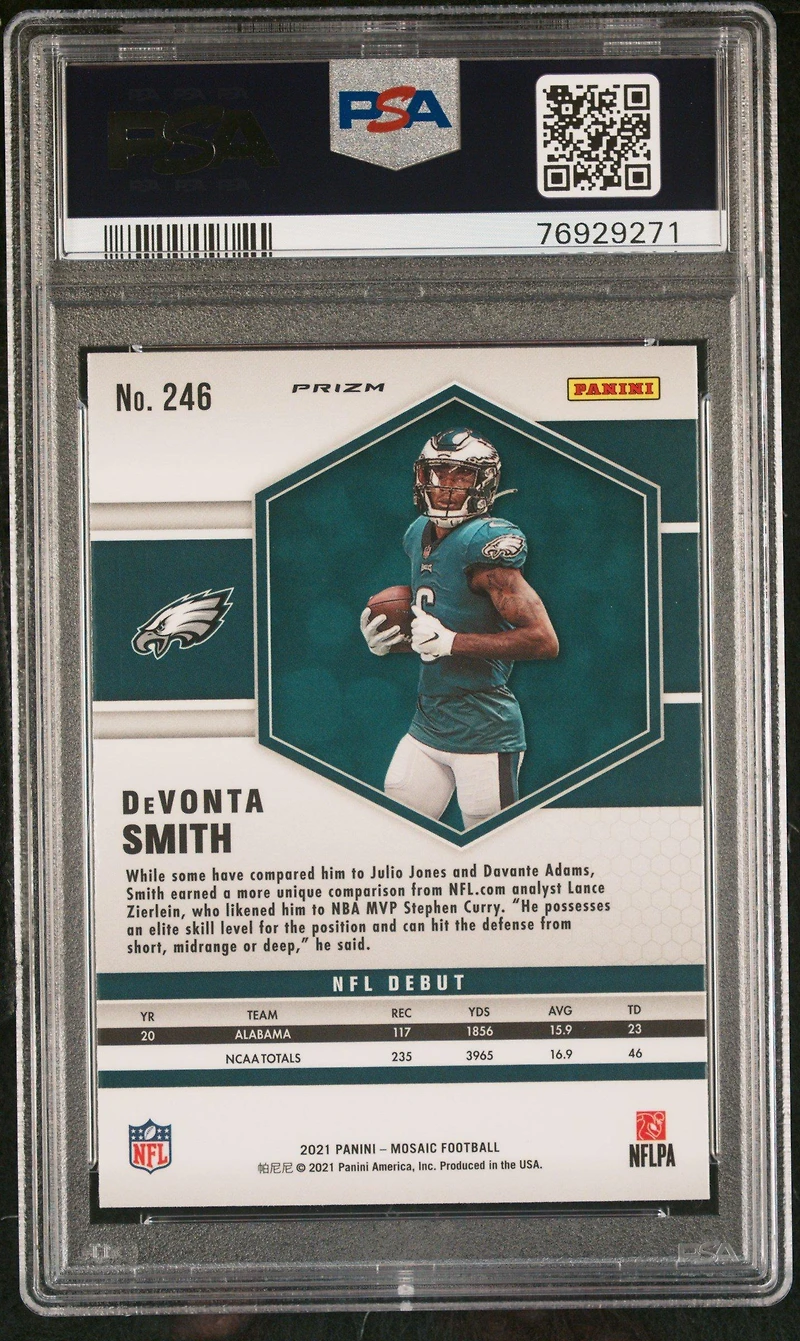 2021 Panini Mosaic 246 Devonta Smith Green Mosaic PSA 10