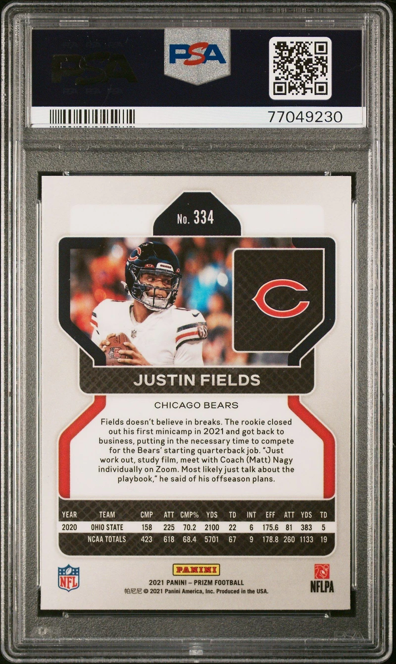 2021 Panini Prizm 334 Justin Fields PSA