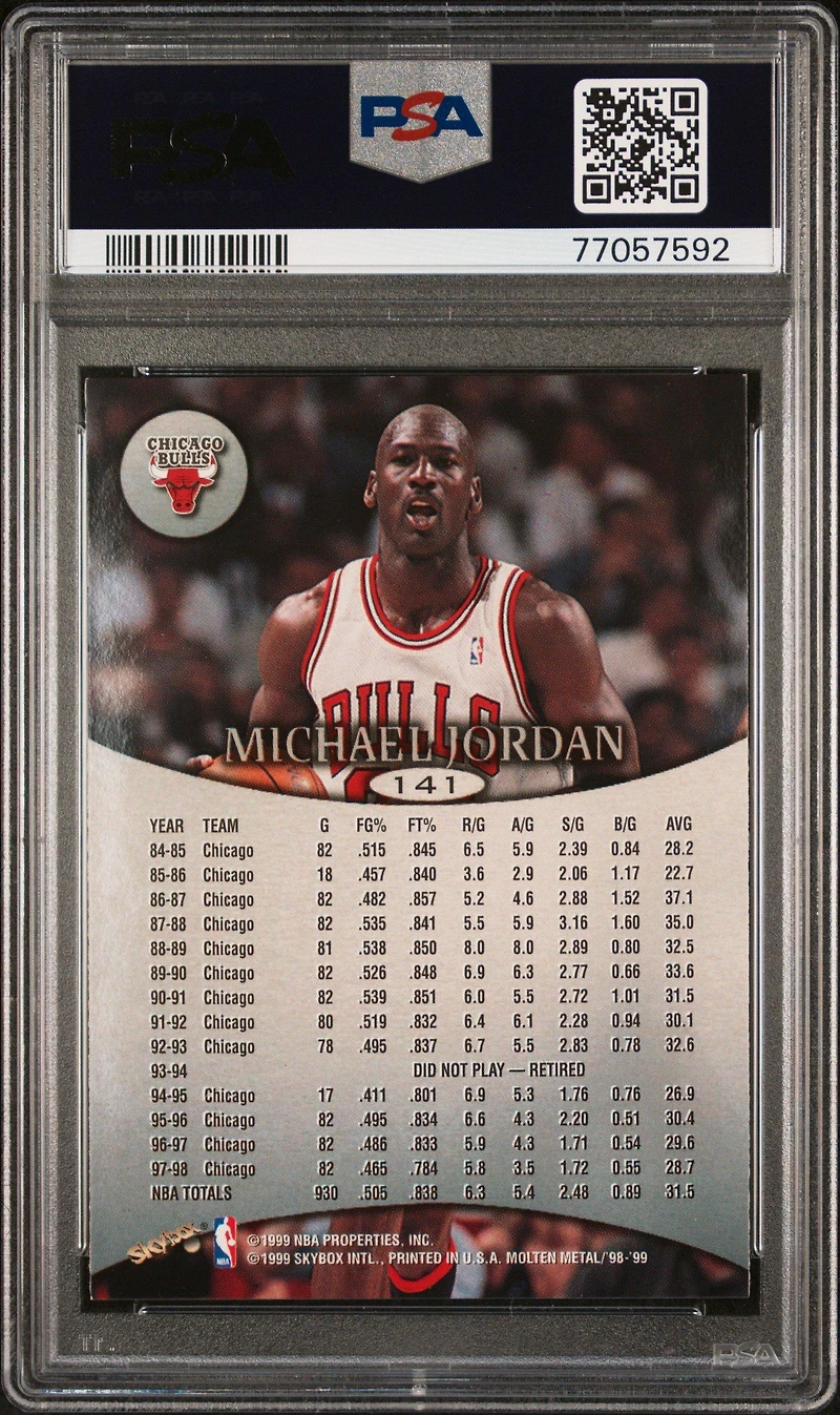 1998 Skybox Molten Metal 141 Michael Jordan PSA 9
