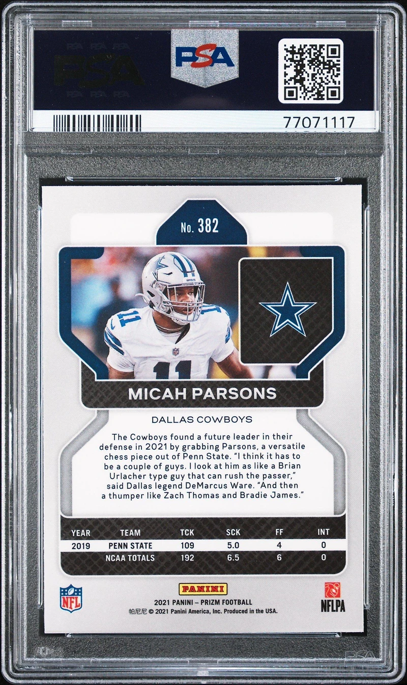 2021 Panini Prizm 382 Micah Parsons PSA 9