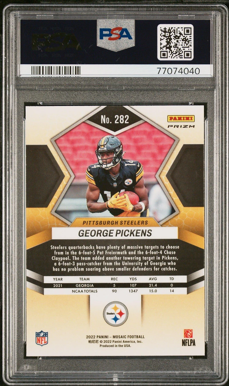2022 Panini Mosaic 282 George Pickens Gold Sparkle PSA 10
