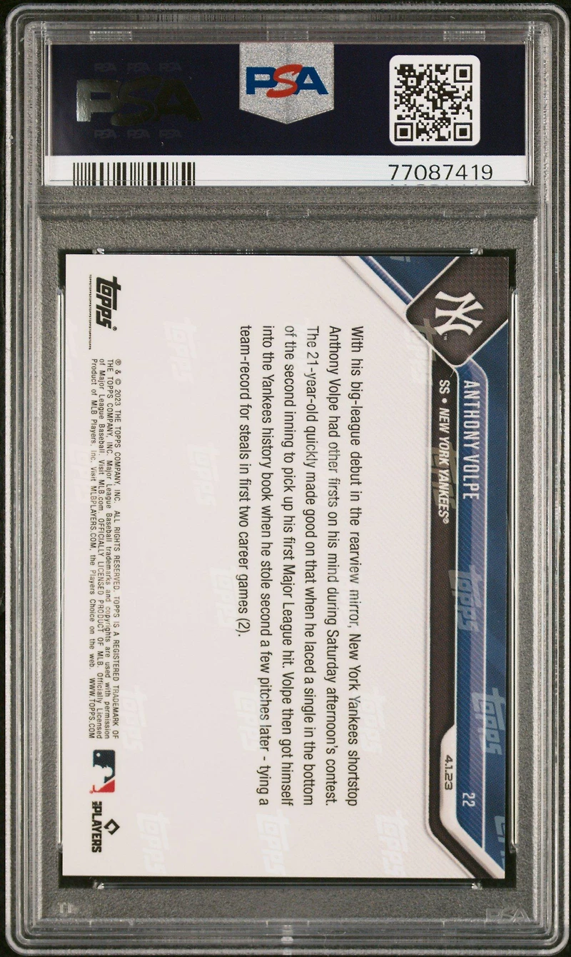 2023 Topps Now 22 Anthony Volpe PSA 9