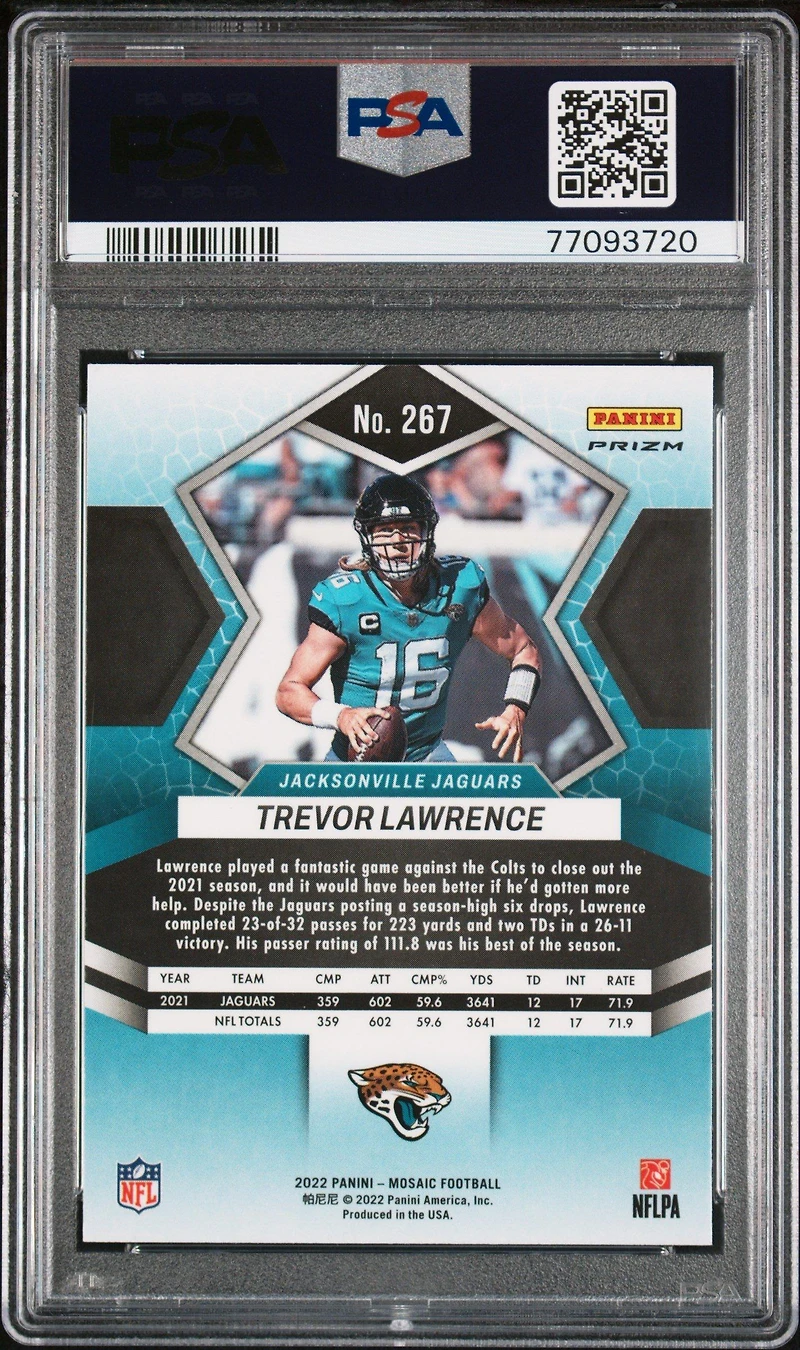 2022 Panini Mosaic 267 Trevor Lawrence Genesis PSA 9