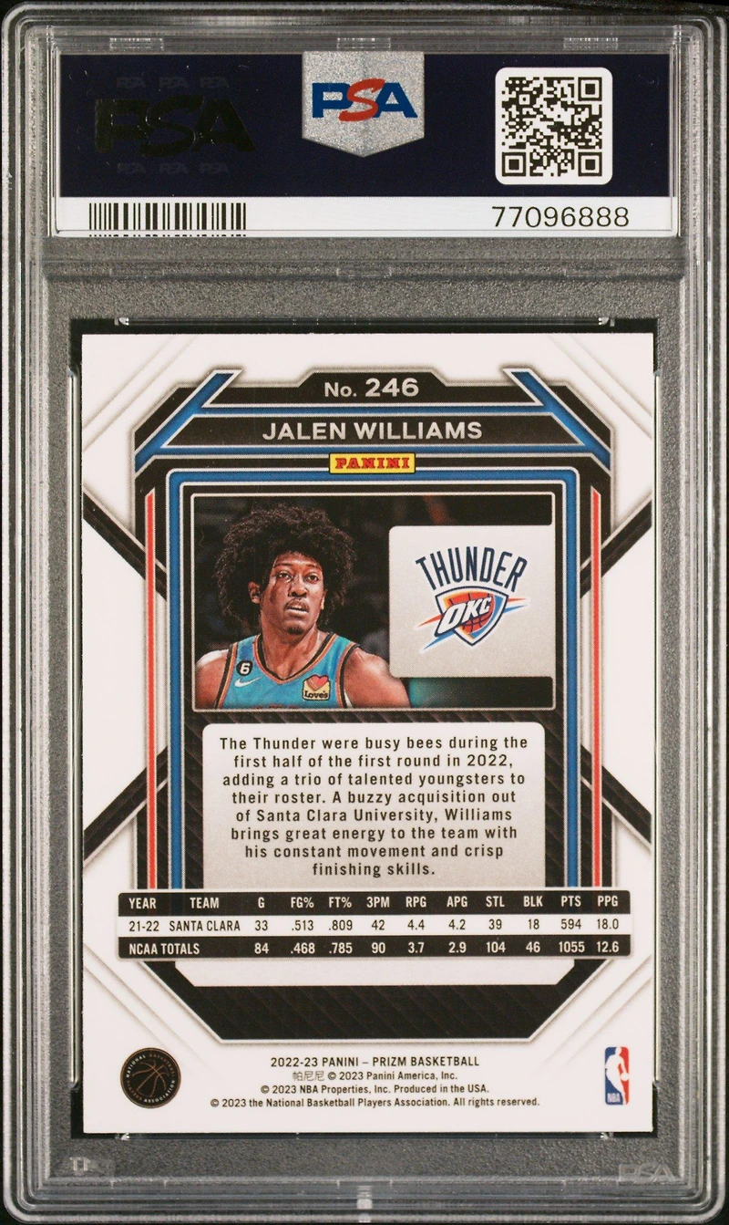2022 Panini Prizm 246 Jalen Williams PSA 10