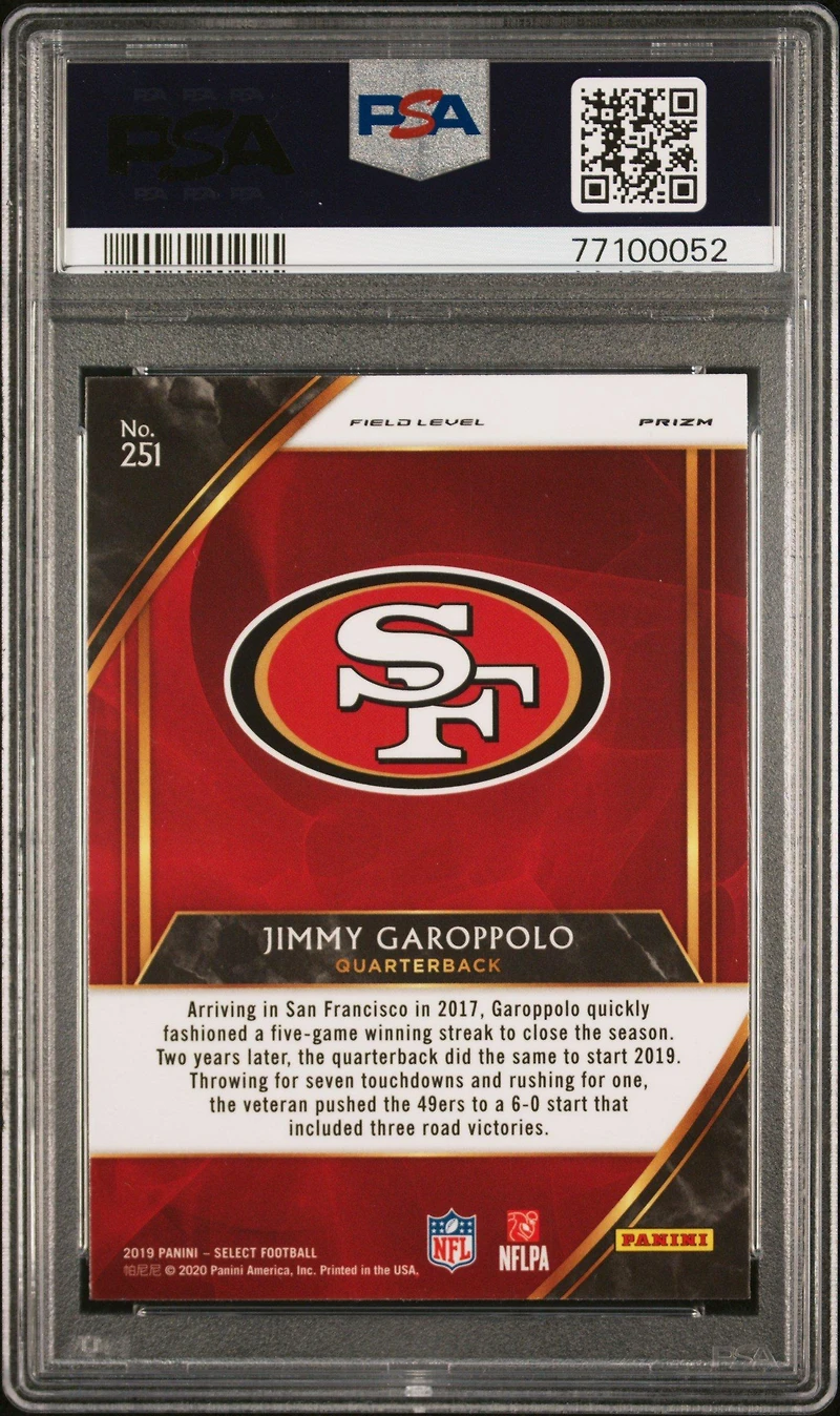 2019 Panini Select 251 Jimmy Garoppolo Cosmic Prizm PSA 10
