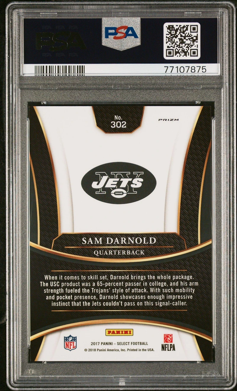 2017 Panini Select '18 Nfl Draft Xrc Prizm Redemption 302 Sam Darnold PSA 10