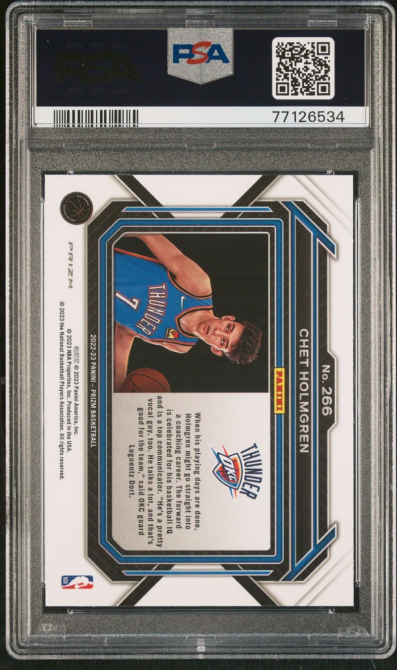 2022 Panini Prizm 266 Chet Holmgren Variation PSA 10