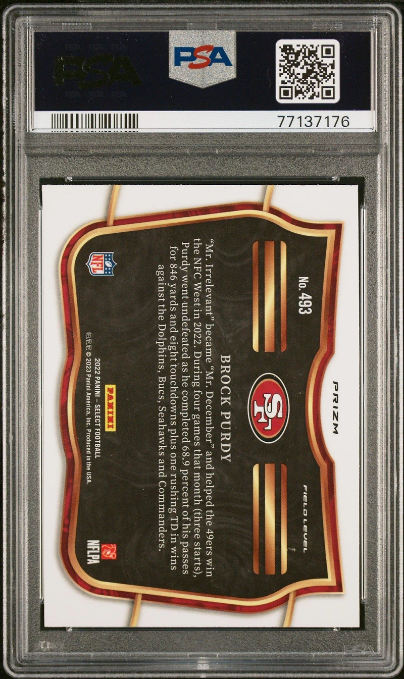 2022 Panini Select 493 Brock Purdy Silver Prizm PSA 9