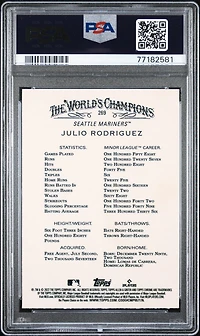 2022 Topps Allen & Ginter Chrome 269 Julio Rodriguez PSA 10