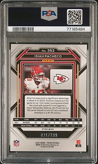 2022 Panini Prizm 352 Isiah Pacheco Blue Wave PSA 10