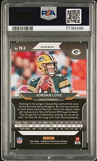 2020 Panini Chronicles Prizm Black Pb4 Jordan Love Silver PSA