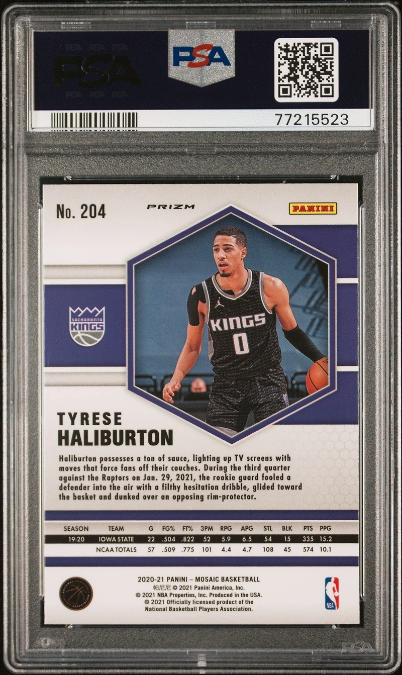 2020 Panini Mosaic 204 Tyrese Haliburton Reactive Orange PSA 10