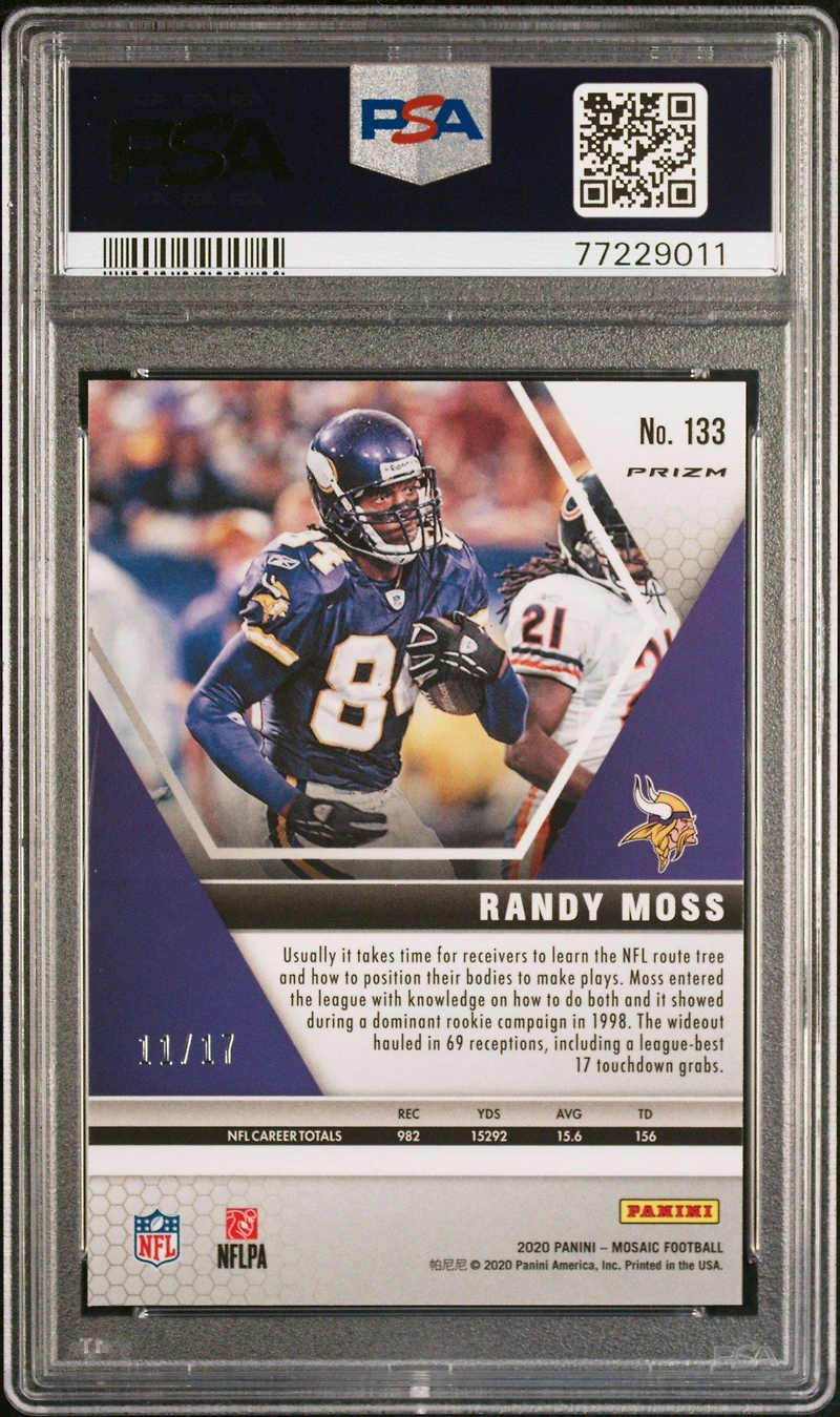 2020 Panini Mosaic 133 Randy Moss Gold Wave PSA 10