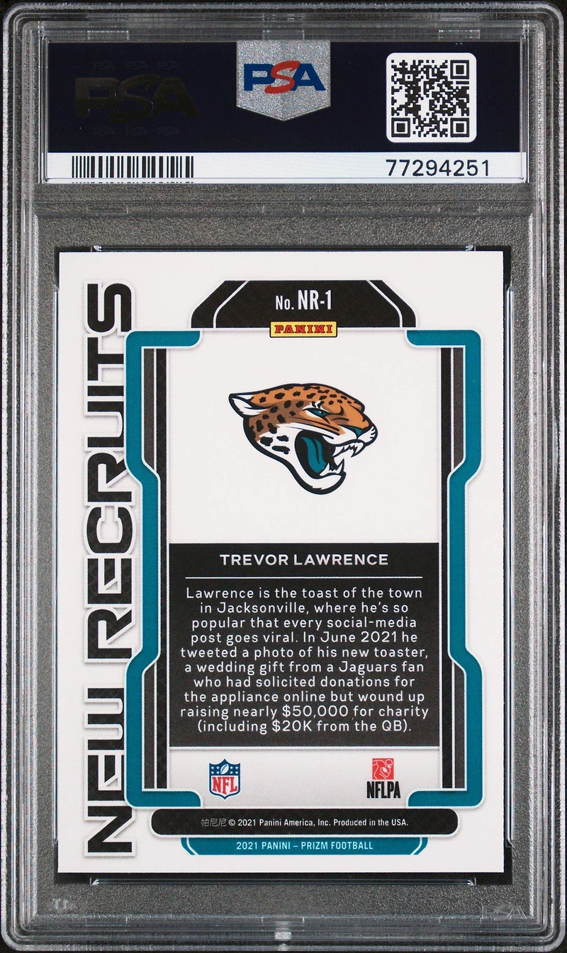 2021 Panini Prizm New Recruits Nr1 Trevor Lawrence PSA 10