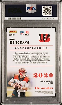2020 Panini Chronicles 19 Joe Burrow Pink PSA 10