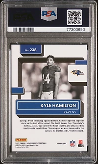 2022 Panini Donruss Optic 238 Kyle Hamilton Holo Variation PSA 10