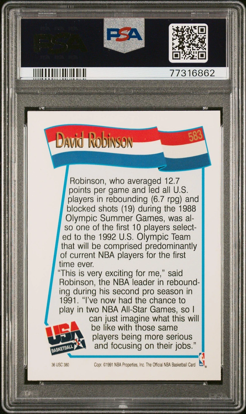 1991 Hoops 583 David Robinson PSA 10