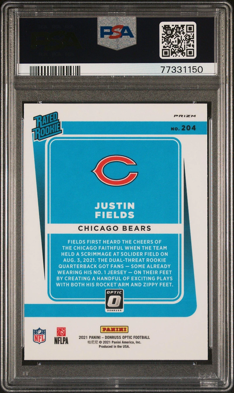 2021 Panini Donruss Optic 204 Justin Fields Bronze PSA 9
