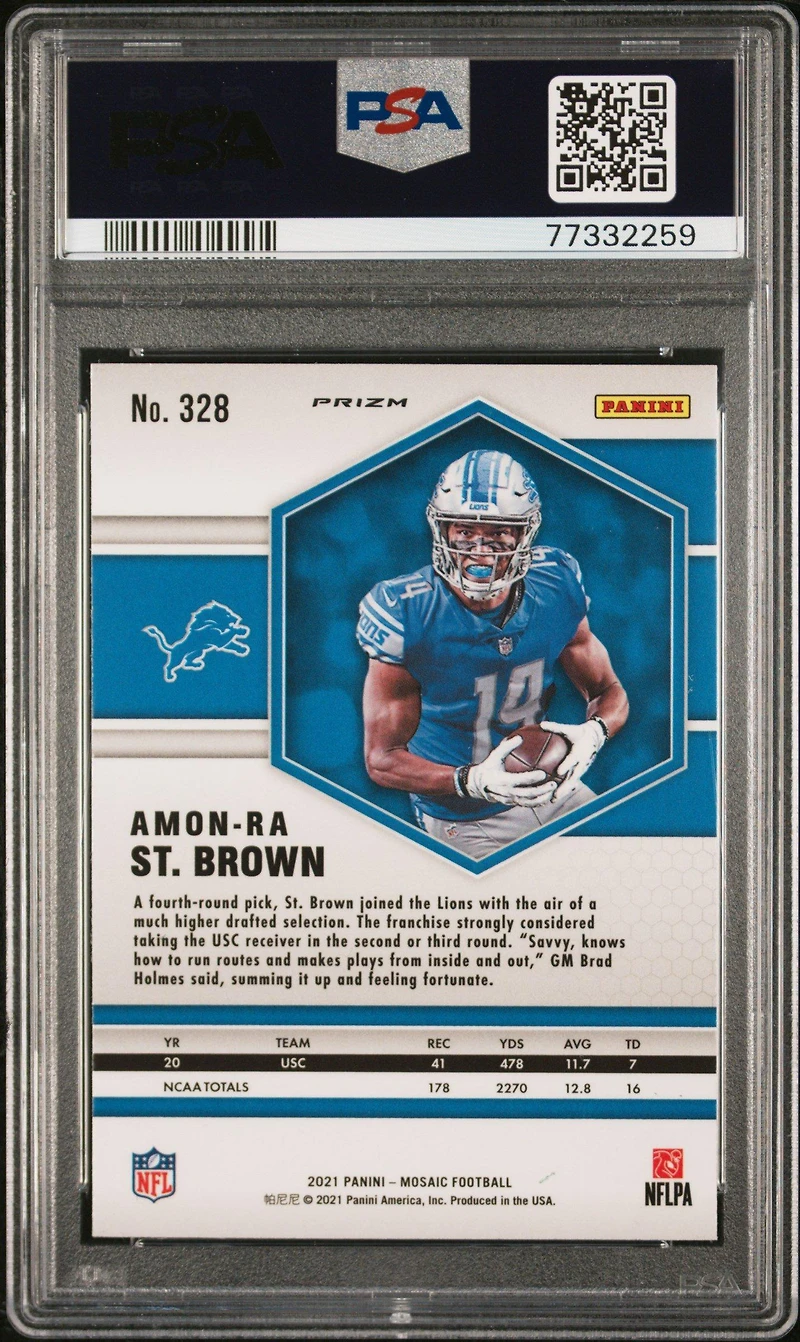 2021 Panini Mosaic 328 Amon-ra St. Brown Green Mosaic PSA 10