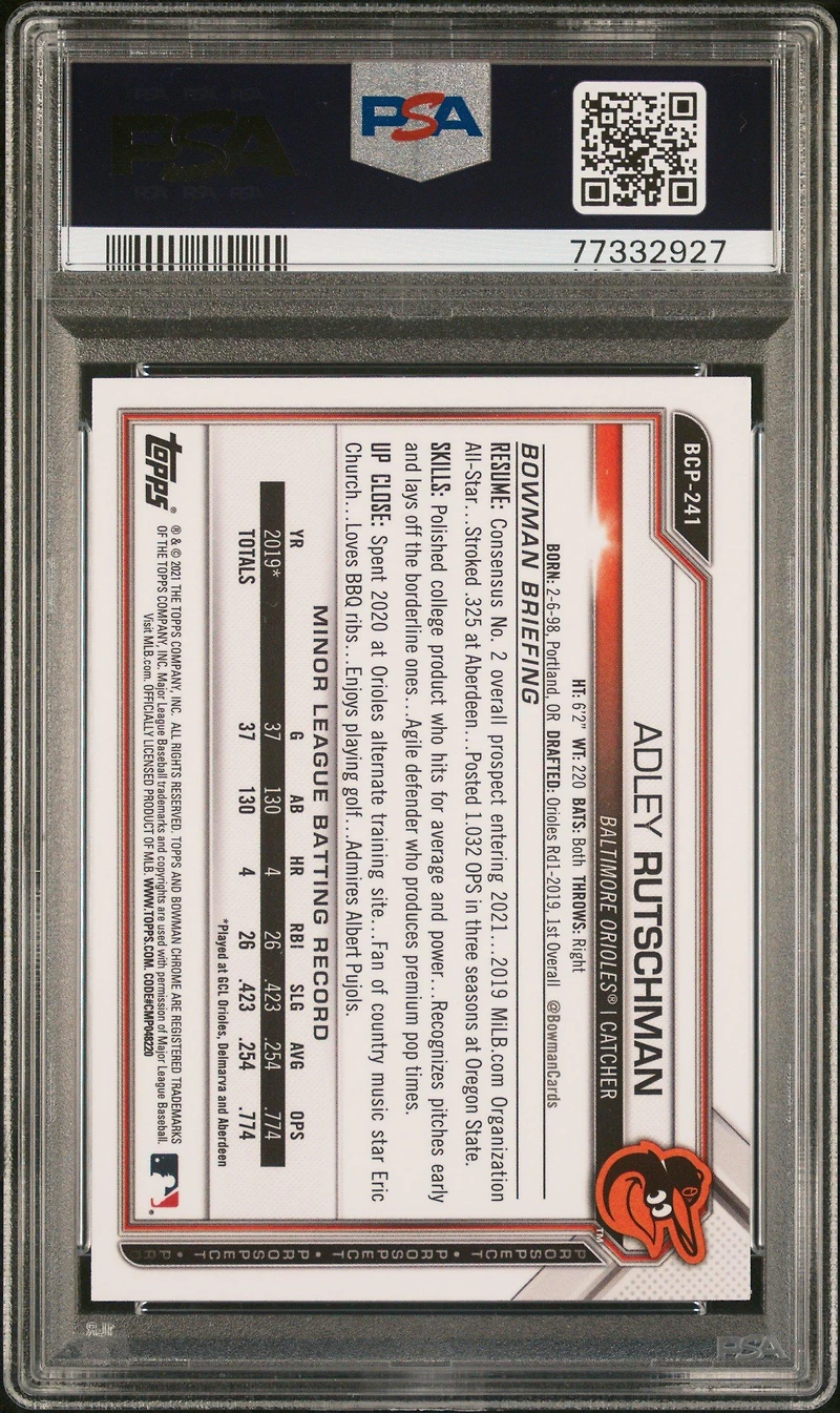 2021 Bowman Chrome Mega Box 241 Adley Rutschman PSA 10