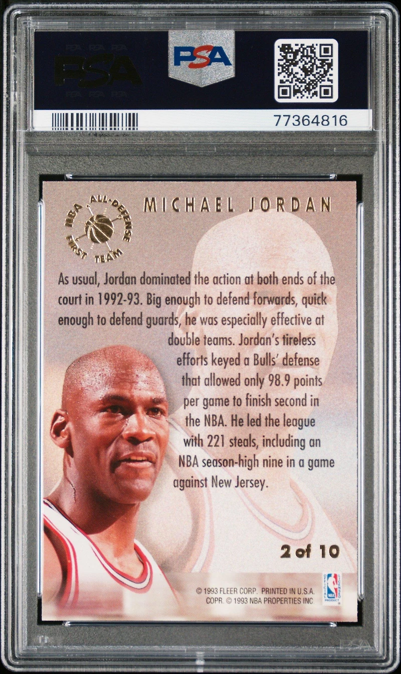 1993 Ultra All-defensive 2 Michael Jordan PSA 9