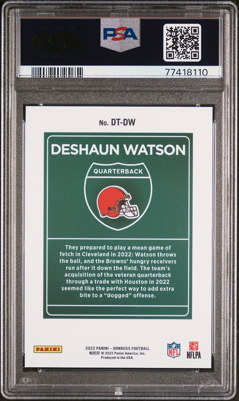 2022 Panini Donruss Downtown Dtdw Deshaun Watson PSA 10